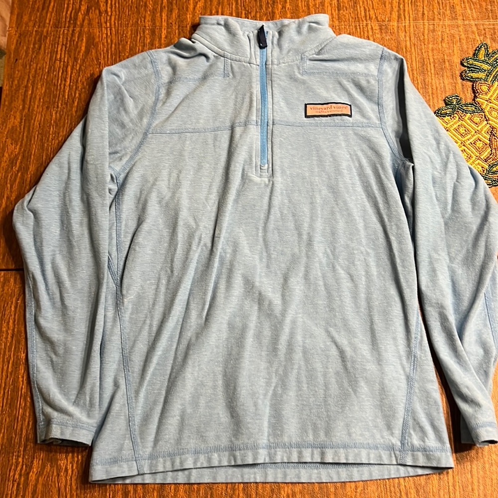 Vineyard Vines Youth Medium Edgartown Shep Shirt - Blue Quarter Zip front